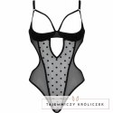 Passion Body Marina czarne S/M - eleganckie body z otwartymi miseczkami Passion