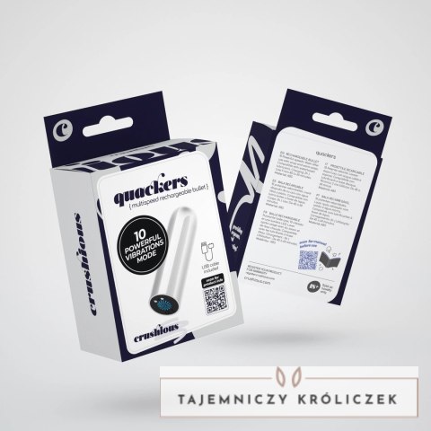 Quackers White - Kompaktowy Wibrujący Model USB 10 Trybow ABS 8,6 cm Crushious
