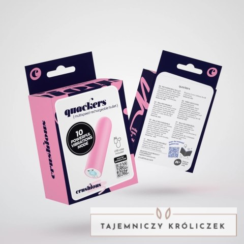Quackers Wibrująca Kulka USB, 10 Trybow, Wodoodporna, Rożowa 8,6cm Crushious