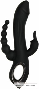 Evolved Trifecta Rabbit Vibrator Black - Trojfunkcyjny model silikonowy USB Evolved