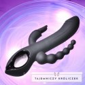 Evolved Trifecta Rabbit Vibrator Black - Trojfunkcyjny model silikonowy USB Evolved