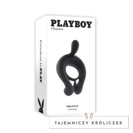 Playboy Pleasure Triple Play - silikonowy pierścień intymny, 3 silniki Playboy