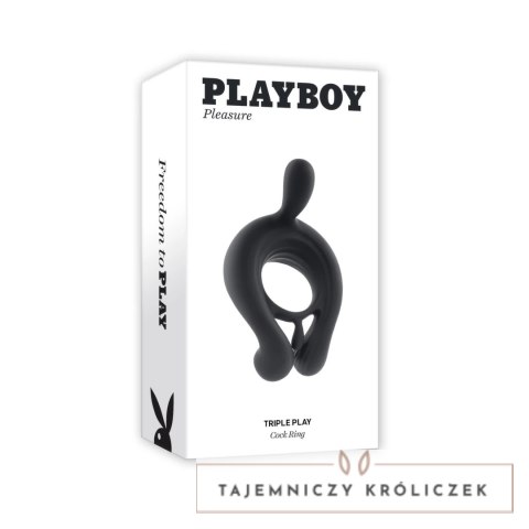 Playboy Pleasure Triple Play - silikonowy pierścień intymny, 3 silniki Playboy