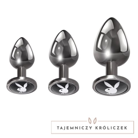 Playboy Pleasure Zestaw 3 metalowych zatyczek treningowych hematyt Playboy