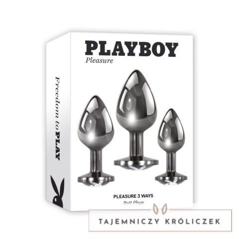 Playboy Pleasure Zestaw 3 metalowych zatyczek treningowych hematyt Playboy