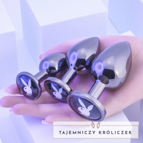 Playboy Pleasure Zestaw 3 metalowych zatyczek treningowych hematyt Playboy