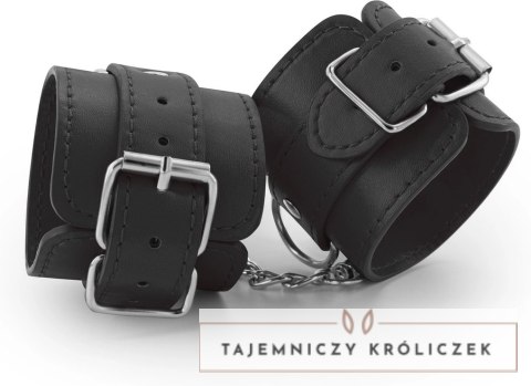 Bondage Love Skorzane Kajdanki Regulowane Czarny Model Uniwersalny Crushious