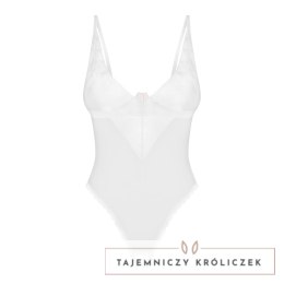 Obsessive Alissium Body białe M/L z otwartą strefą i koronką Obsessive