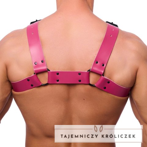 Red Leather Bulldog Skorzana Uprząż L/XL Rożowa - Regulowane Paski Red Leather