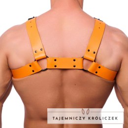 Red Leather Bulldog Skorzana Uprząż S/M Pomarańczowa - Regulowana Europejska Red Leather
