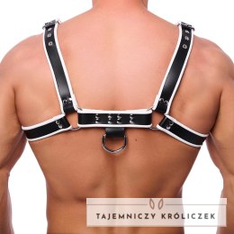 Red Leather Premium Leather Harness L/XL czarno-biały skorzany pas Red Leather