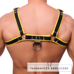Red Leather Premium Leather Harness S/M czarno-żołty skorzany pas Red Leather