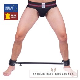 Red Leather Regulowany stalowy drążek z mankietami skorzanymi 65-120 cm czarny Red Leather