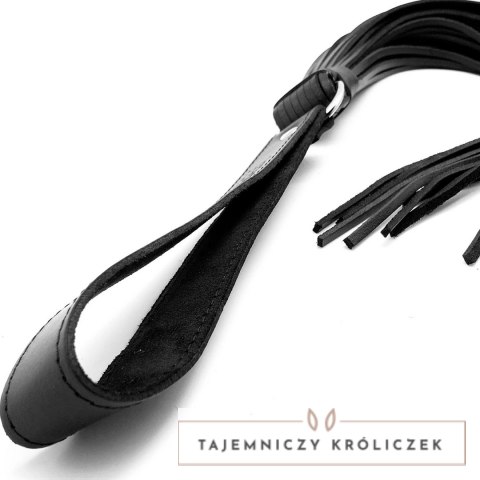 Red Leather Swift Martinet Black 75 cm - Skorzany Model z Rzemieniami Red Leather