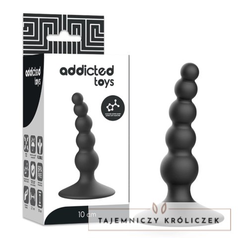 Addicted Toys Plug silikonowy 10 cm czarny - miękki, anatomiczny ADDICTED