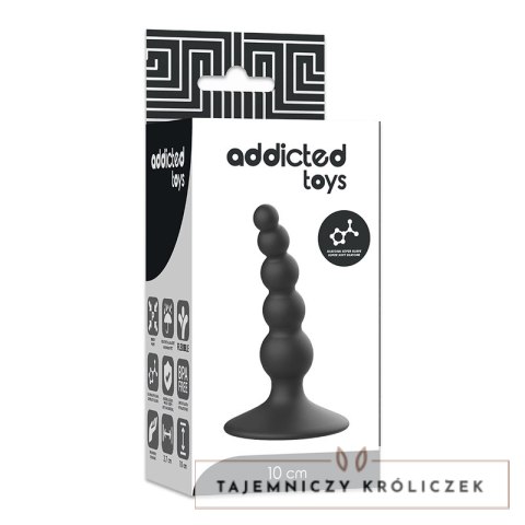 Addicted Toys Plug silikonowy 10 cm czarny - miękki, anatomiczny ADDICTED