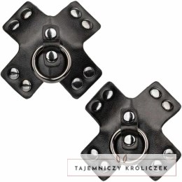 CalExotics Euphoria O-Ring nakładki na piersi czarne, metalowe detale CALEXOTICS