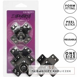 CalExotics Euphoria O-Ring nakładki na piersi czarne, metalowe detale CALEXOTICS