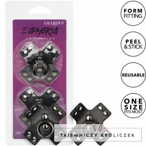 CalExotics Euphoria O-Ring nakładki na piersi czarne, metalowe detale CALEXOTICS