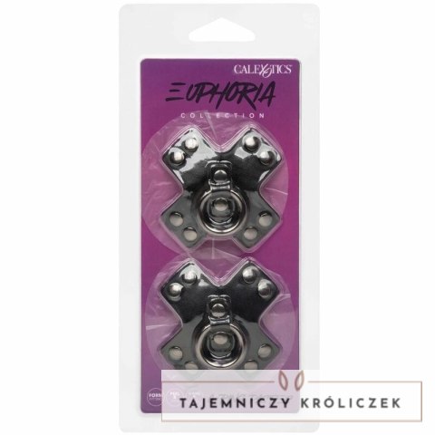 CalExotics Euphoria O-Ring nakładki na piersi czarne, metalowe detale CALEXOTICS