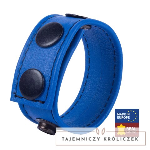 Cocky Pasek Regulowany Skorzany Niebieski 2,5 cm - System Zatrzaskow Red Leather