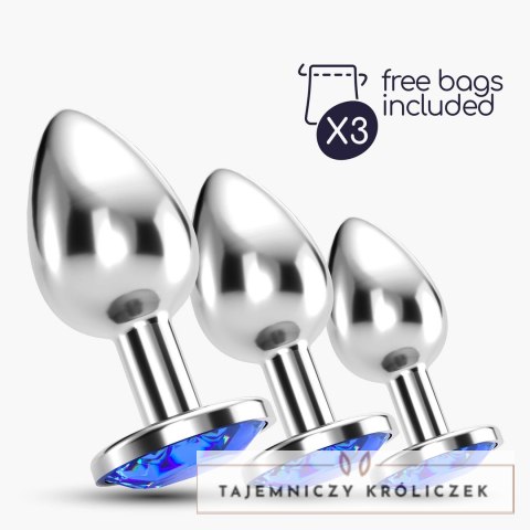 Crushious Bijou Anal Train Trio - Zestaw 3 ozdobnych korkow, niebieski Crushious