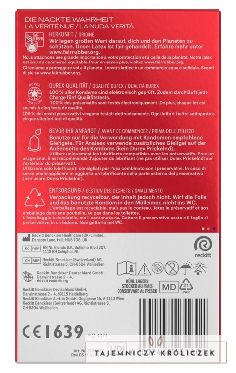Durex Gefuhlsecht Extra Gross 10 szt. anatomiczne prezerwatywy XXL Durex