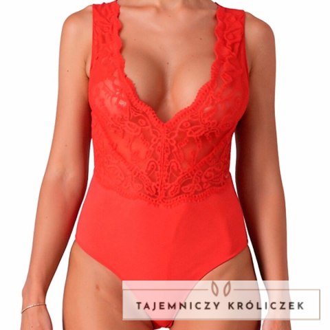 PASSION Evalie Body Koronkowe Czerwone L/XL Eleganckie Passion
