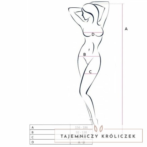 Passion BS051 Bodystocking czerwony, kwiatowy haft, one size Passion