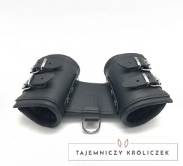 Red Leather Skorzane Kajdanki Podwojne Black - Wytrzymała Roślinnie Garbowana Skora Red Leather