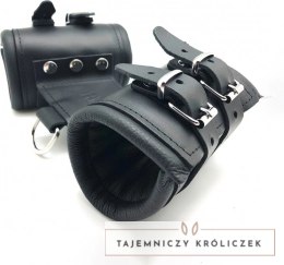 Red Leather Skorzane Kajdanki Podwojne Black - Wytrzymała Roślinnie Garbowana Skora Red Leather