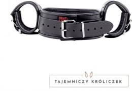 Red Leather - Skorzany zestaw obroży i mankietow na szyję i nadgarstki, czarny Red Leather