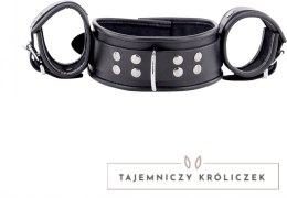 Red Leather - Skorzany zestaw obroży i mankietow na szyję i nadgarstki, czarny Red Leather