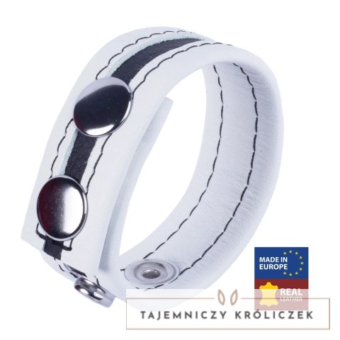 Red Leather Tippy Pasek Regulowany Skorzany Biały - Pierścień Intymny 2,3 cm Red Leather
