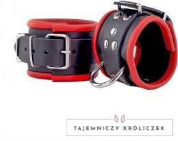 Red Leather skorzane kajdanki regulowane czerwono-czarne 25 cm Red Leather