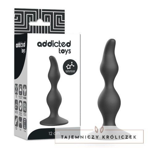 Addicted Toys Korek Analny 12 cm Czarny Silikonowy z Szeroką Podstawą ADDICTED