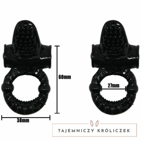Baile Sweet Ring Czarny Pierścień Wibrujący z Teksturowanym Krolikiem BAILE