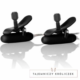 CalExotics Nipple Play zaciski z wibracją, czarne, regulowane, ABS CALEXOTICS