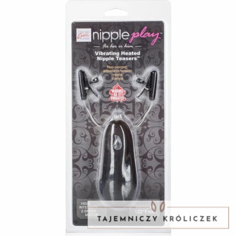 CalExotics Nipple Play zaciski z wibracją, czarne, regulowane, ABS CALEXOTICS