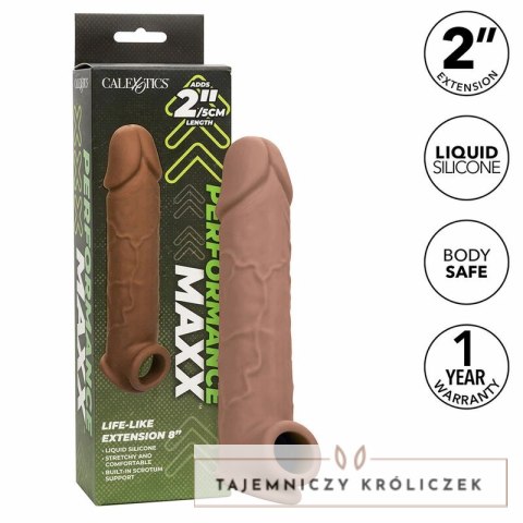 CalExotics Performance Maxx Extension 8" silikonowa brązowa powłoka CALEXOTICS
