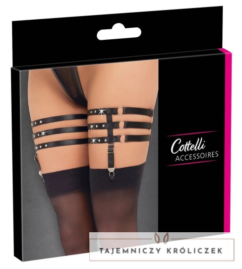Cottelli Accessoires Pas do Pończoch 3 Paseczki Czarny S/M Regulowany Cottelli