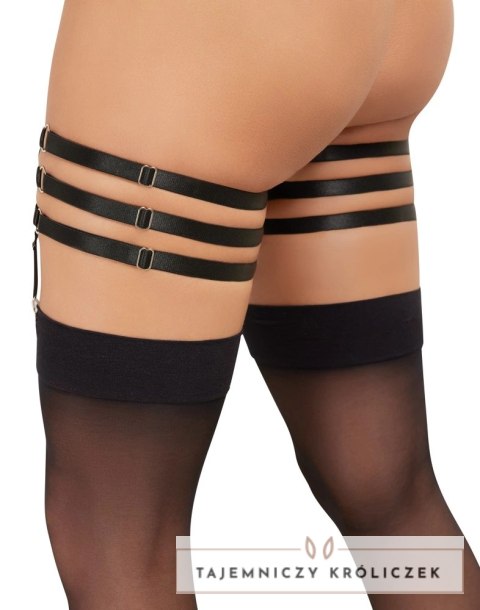 Cottelli Accessoires Pas do Pończoch 3 Paseczki Czarny S/M Regulowany Cottelli