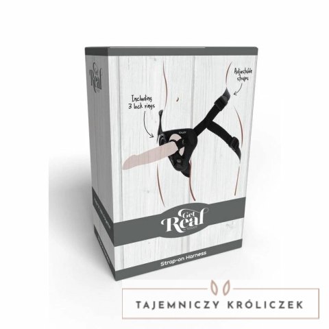 Get Real Uprząż z Regulowanymi Szelkami Czarna + 3 Pierścienie GET REAL