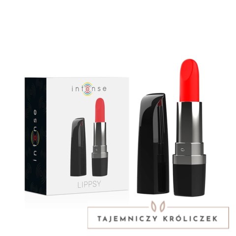 Intense Lippsy Black - Mini urządzenie wibracyjne w formie szminki IPX4 INTENSE