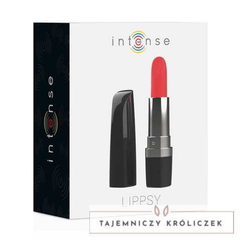 Intense Lippsy Black - Mini urządzenie wibracyjne w formie szminki IPX4 INTENSE