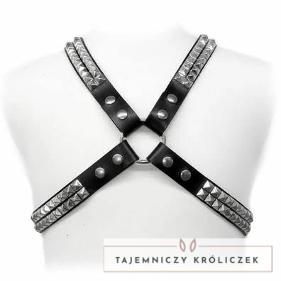 Leather Body - uprząż skorzana z ćwiekami, regulowana S-XL LEATHER BODY
