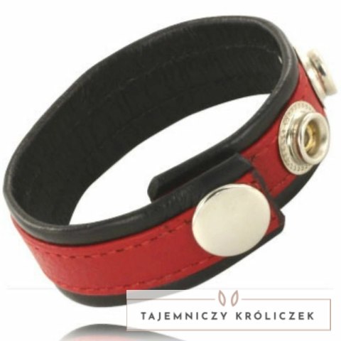Metal Hard Leather Body pasek skorzany regulowany czerwono-czarny LEATHER BODY