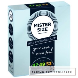 Mister Size Test Box prezerwatywy 47-49-53 mm XS/S/M ultracienkie 3 szt. Mister Size