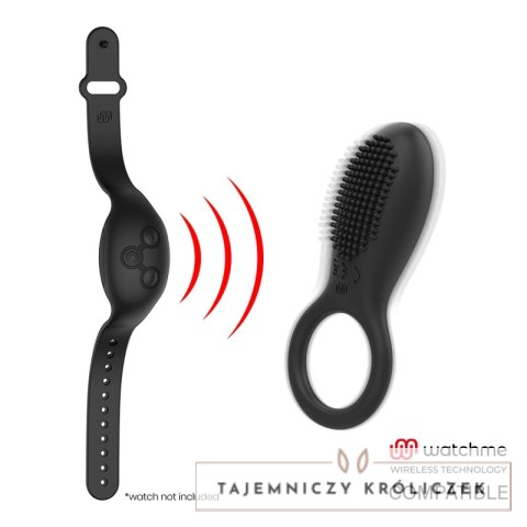 Mr Boss Tino - Pierścień silikonowy z wibracją, bezprzewodowy, czarny MR. BOSS