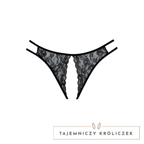 Allure Sweet Honey - majtki z koronką i efektownym wycięciem, czarne Allure